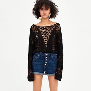 High Rise Denim Shorts- Zara